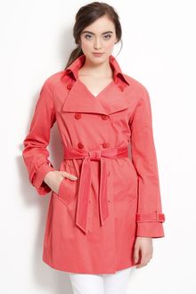 Elie Tahari Double Breasted Trench Coat - Lyst