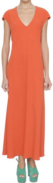 L'autre Chose Short Sleeve Long Dress in Orange - Lyst