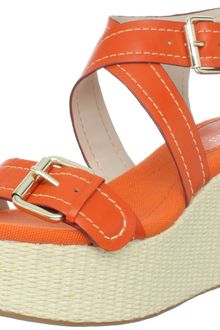 Nine West Nine West Memento Leather Wedge Sandals Orange - Lyst