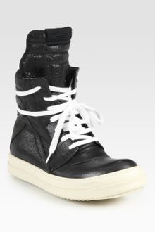 Rick Owens High Top Leather Sneakers - Lyst