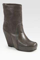 Rick Owens Leather Wedge Ankle Boots