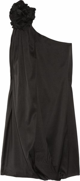  Let Me in One-shoulder Stretch Silk-twill Dress 
