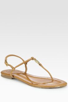 Tory Burch Emmy Leather Thong Logo Sandals - Lyst