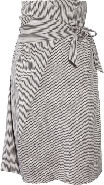 Vanessa Bruno Striped Cotton And Linen-Blend Skirt - Lyst
