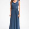 Alex Evenings Beaded Drape Neck Jersey Gown in Blue (smoke) - Lyst