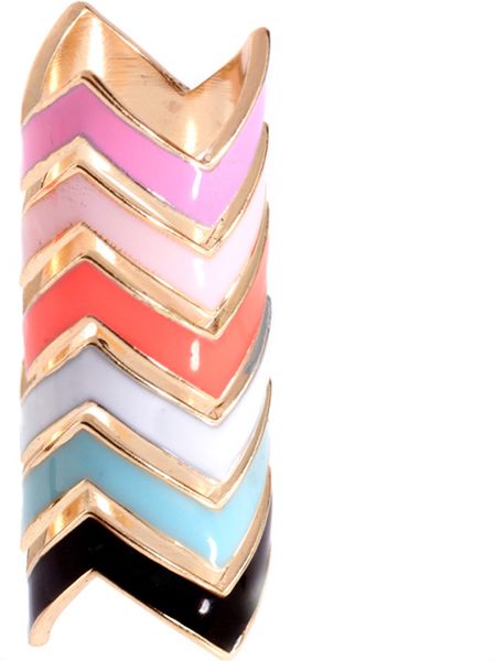Asos Collection Asos Pack Of Six Enamel Zig Zag Rings in Multicolor (multi) - Lyst