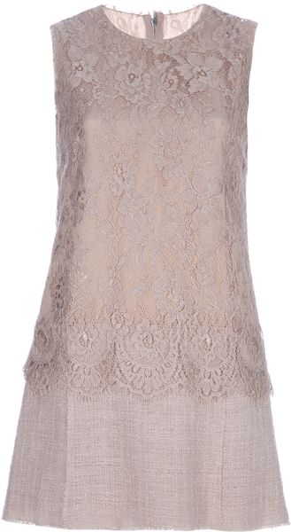 Dolce & Gabbana Lace Detail Dress in Pink - Lyst