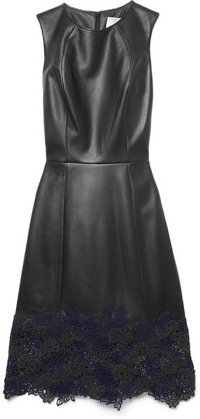 Jason Wu Leather Lace Sheath in Black (floral) - Lyst