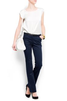 Mango Slim-Leg Cropped Trousers - Lyst