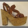 Ash Strappy Cork Platform Sandal in Brown (camel) - Lyst