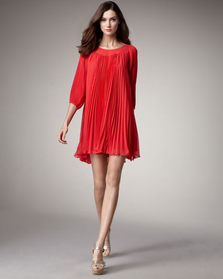 Erin Fetherston Plisse Shift Dress in Pink (popsicle pink) - Lyst