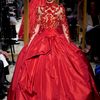 Marchesa Fall 2012 Long Sleeve Evening Gown With See Through Top Embroidered With Florals In Red in Red - Lyst
