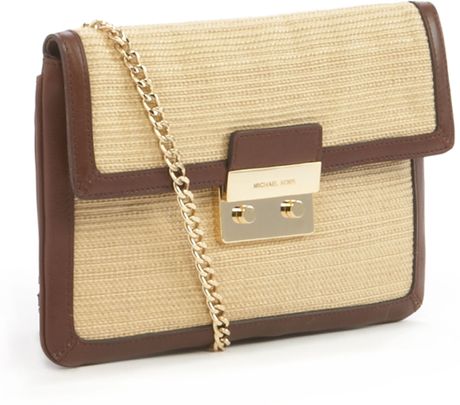 Michael By Michael Kors Sloan Straw Clutch in Brown (natural mocha) - Lyst
