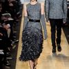 Michael Kors Fall 2012 Herringbone Sleeveless Knee Length Feather Trimmed Dress In Grey in Gray (grey) - Lyst