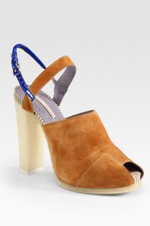 Opening Ceremony Suede and Patent Leather Colorblock Platform Sandals - Lyst