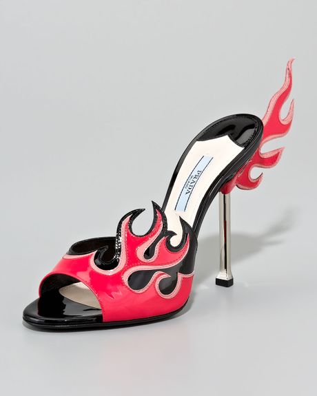 prada black flame heels