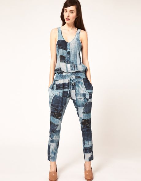 Emma Cook Sleeveless Jumpsuit In Denim Print in Blue (bluedenim) - Lyst