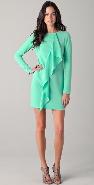 Tibi Draped Shift Dress in Green - Lyst