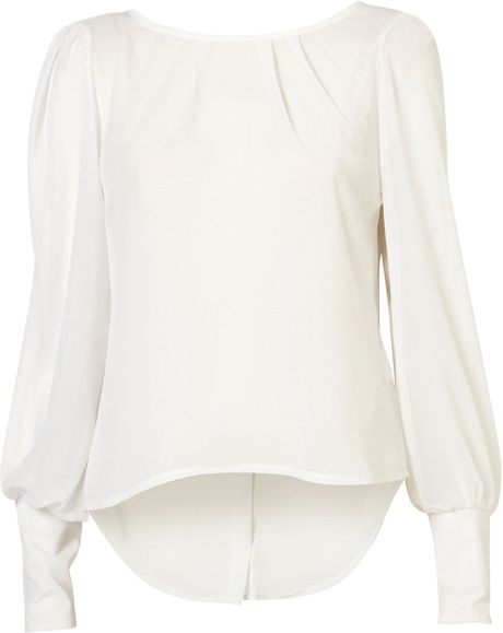 Topshop Chiffon Tuck Detail Blouse By Rare** in White - Lyst