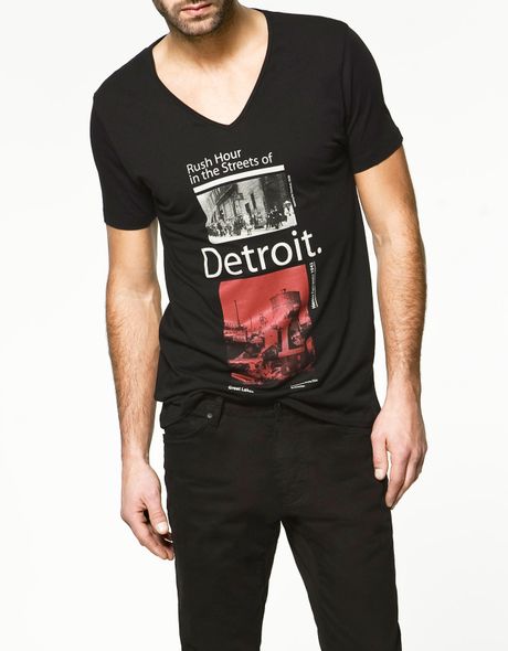 Zara Detroit T-shirt in Black for Men | Lyst