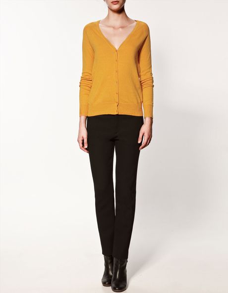 Zara Basic Cardigan in Yellow (mustard)
