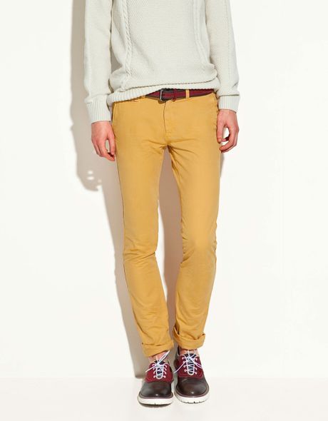 Zara Plain Trousers in Yellow for Men (mustard) | Lyst