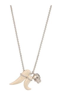 Alexander McQueen Skull and Tusk Pendant - Lyst