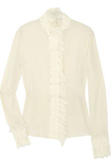 Alexander McQueen Ruffled Silk-crepe Blouse - Lyst