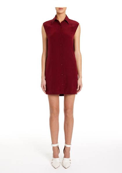 Alexander Wang Duffle Bag Shirt Dress with Open Back in Red (berry) - Lyst