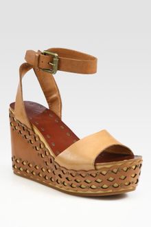 Ash Vanina Laser-cut Leather Platform Wedge Sandals - Lyst