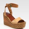 Ash Vanina Lasercut Leather Platform Wedge Sandals in Brown (tan) - Lyst