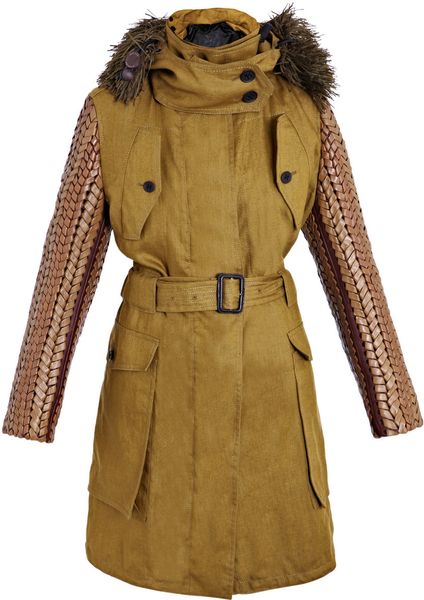 Burberry Prorsum Oversized Linen Parka in Khaki (green) - Lyst