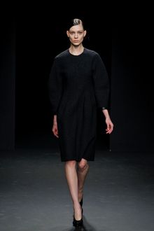 Calvin Klein Fall 2012 Knee-Length Wool Dress with Sculpted Sleeves - Lyst