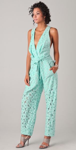 Diane Von Furstenberg Spring 2012 Sleeveless Floral Emerald Jumpsuit in Green - Lyst
