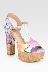 Dolce Vita Baxter Printed Leather Tstrap Platform Sandals