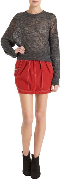 Etoile Isabel Marant Crop Sweater in Gray (anthracite) - Lyst