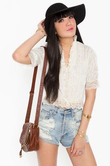Nasty Gal Ruffled Lace Blouse - Lyst
