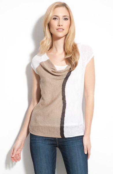 Nic + Zoe Colorblock Sweater in Beige (white/ beige multi) - Lyst