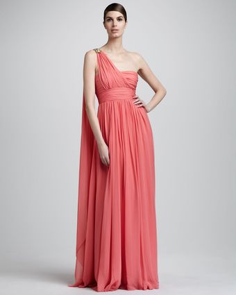 Notte By Marchesa One-Shoulder Ruched Chiffon Gown - Lyst