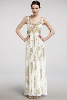 Sue Wong Metallic Carwash-pleat Gown - Lyst