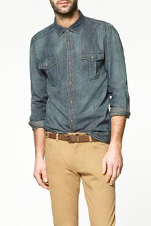 Zara Denim Shirt - Lyst