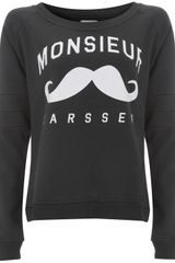 Zoe Karssen Black Monsieur Moustache Print Jumper