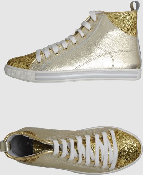Pierre Darre' Hightop Sneaker in Gold - Lyst