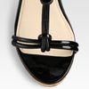 Prada Knotted Patent Leather Platform Sandals in Black - Lyst