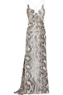 Roberto Cavalli Snake-Print Silk-Chiffon Gown - Lyst
