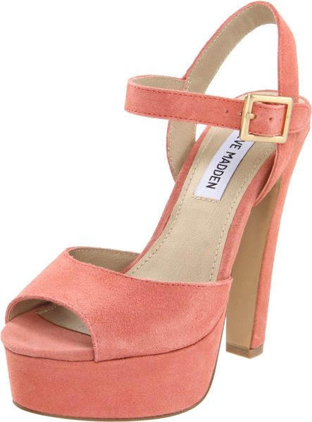Steve Madden Womens Dynemite Sandal in Pink (coral suede) - Lyst
