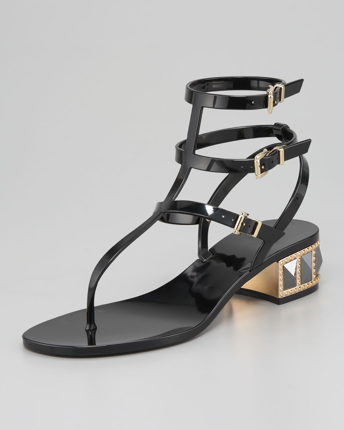 low heel studded sandals