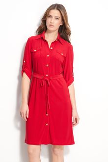 Tahari By Arthur S. Levine Matte Jersey Shirtdress - Lyst