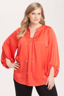 Vince Camuto Tie Neck Peasant Blouse - Lyst