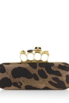Alexander McQueen Ocelot Print Skull Box Clutch - Lyst